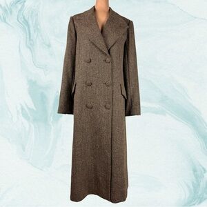 Peruvian Connection Trench Coat Alpaca Wool Brown Tweed